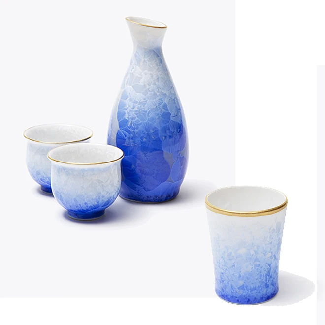 Japanese Traditional Crystalline Glaze Color Variations Sake Cup For Shot Drink