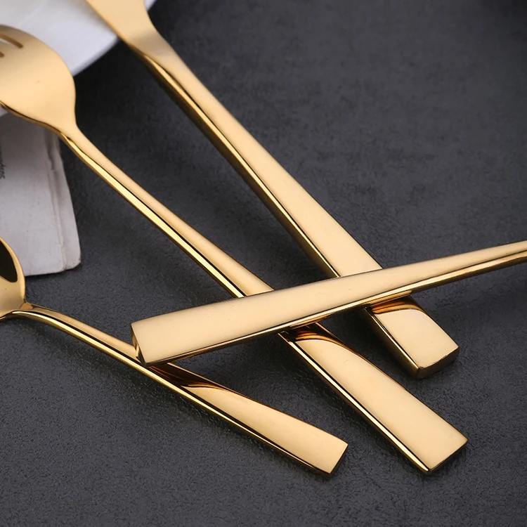 Bulk Wedding Flatware Shiny Mirror Gold Plated Stainless Steel Restaurant Cutlery