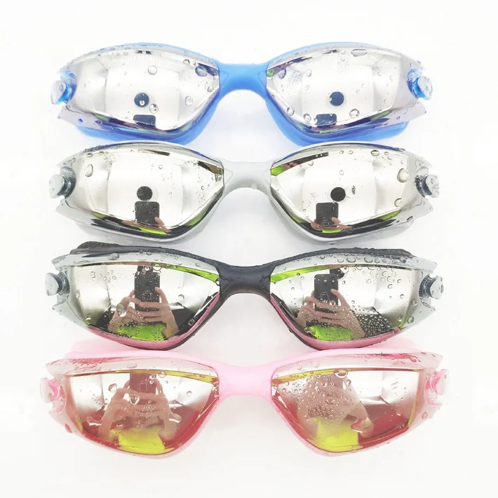 Top Quality  Silicone Frame Hot Selling Anti Fog, Shatter Resistant, UV Proof, Professional Electroplate Waterproof Swim Glasses