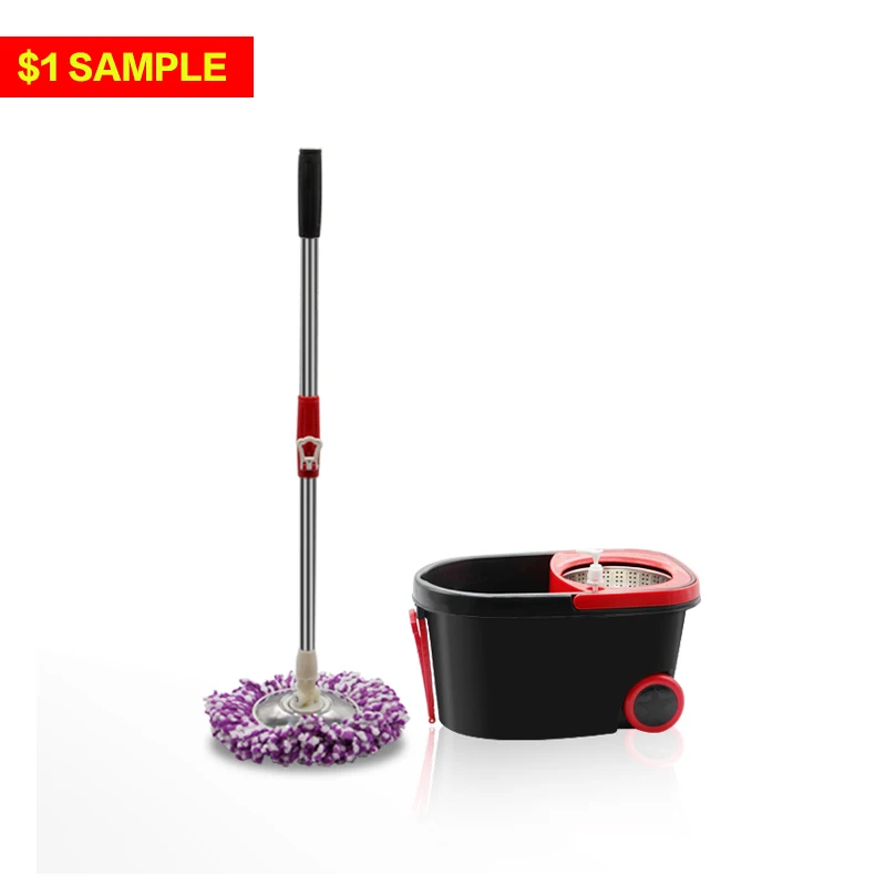 Kitchen Spin Handle Press Cotton Centrifugal  Double Bucket  Dual Wheel Easy Wring 360 Cleaning Mops