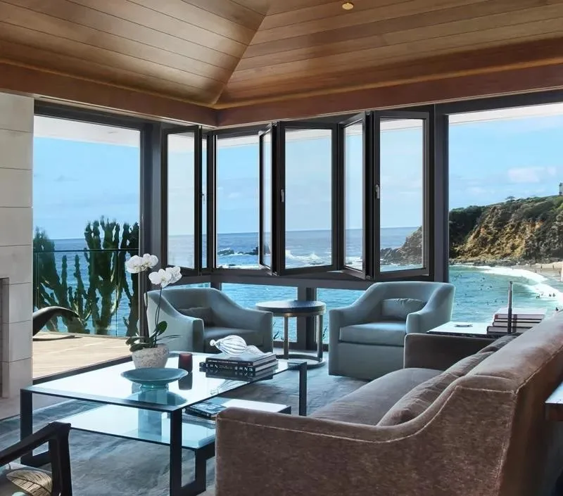 Double Glass Hidden Hinge Opening Black Aluminum Profiles Extrus Frame Factori Aluminium Window