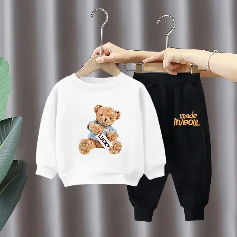 Green Horizon Kids Boy Clothes Set Spring Autumn Long Sleeve Teddy Bear Tracksuit Clothes Baby Boy Set Two Piece Clothing Sets