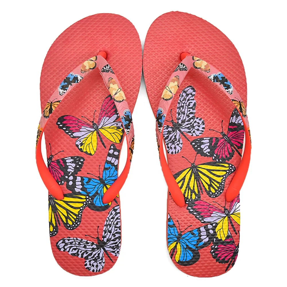 Summer Wholesale Popular Style Rubber Sole Digital Print Women Slippers