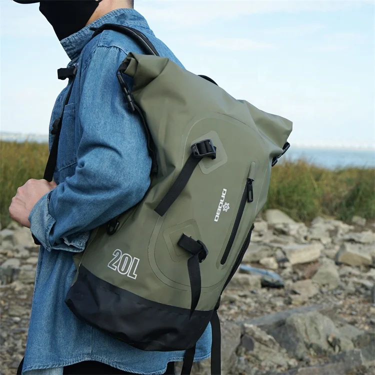 Custom PVC Waterproof Dry Bag Rolltop Backpack 20L PVC Waterproof Backpack Dry Bag for Camping Hiking Kayaking