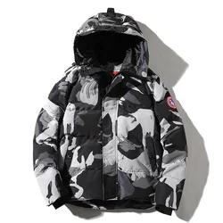 Новая свободная камуфляжная куртка с принтом, Мужская зимняя теплая толстовка, пуховая парка, мужская куртка