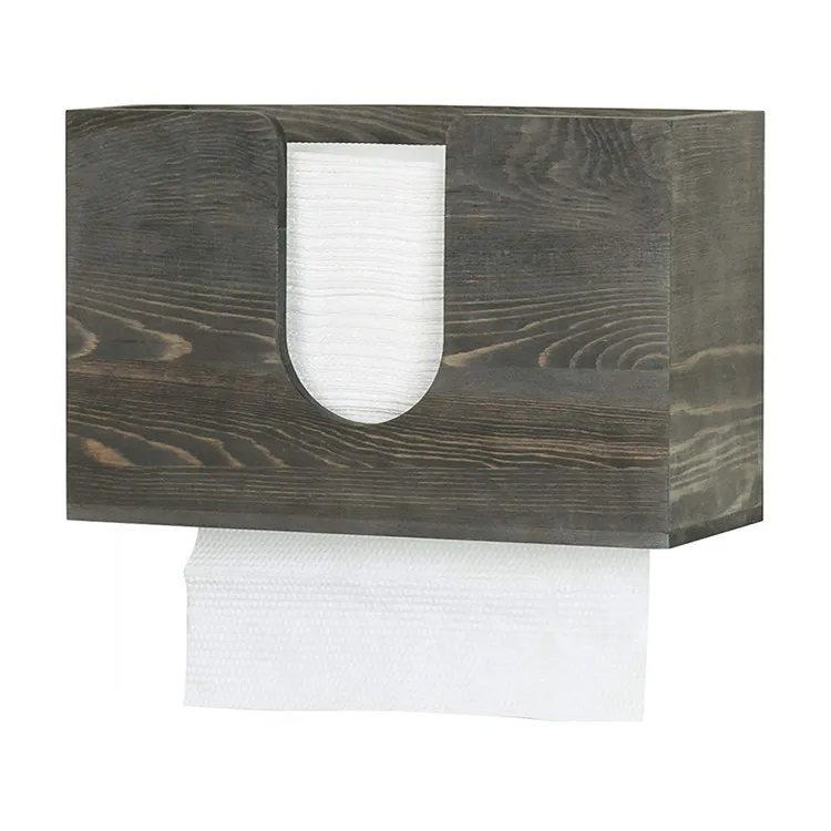 Vintage grey wood countertop wall mounted guest napkin holder for bathroom