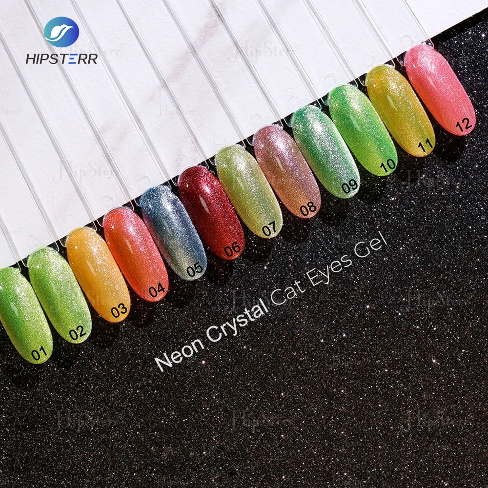
Nail Art Beauty Neon Crystal Cat Eye Gel Glitter Nails Quick Dry Durable 15ml Glitter Super Shine UV Gel 