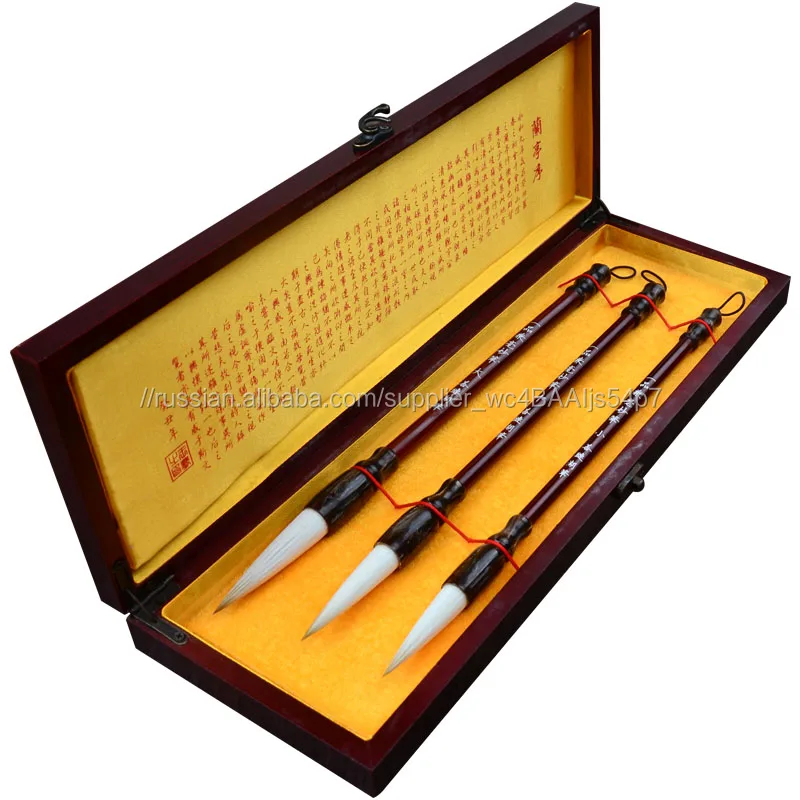 Античная Высокое качество китайской каллиграфии 3 шт. расчёски для волос комплект ручной работы деревянная ручка кисточки