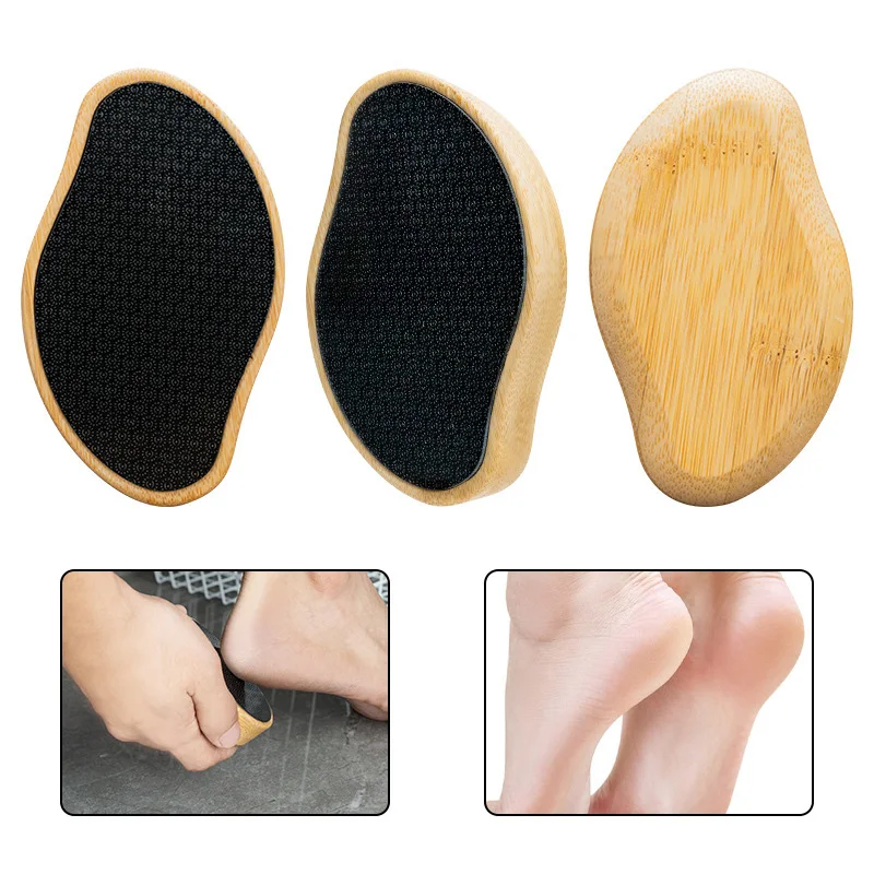 Eco-Friendly Bamboo Wooden Foot File Callus Remover Custom Logo Manicure Tools for Feet Dead Skin Nano Glass File with Nail Use