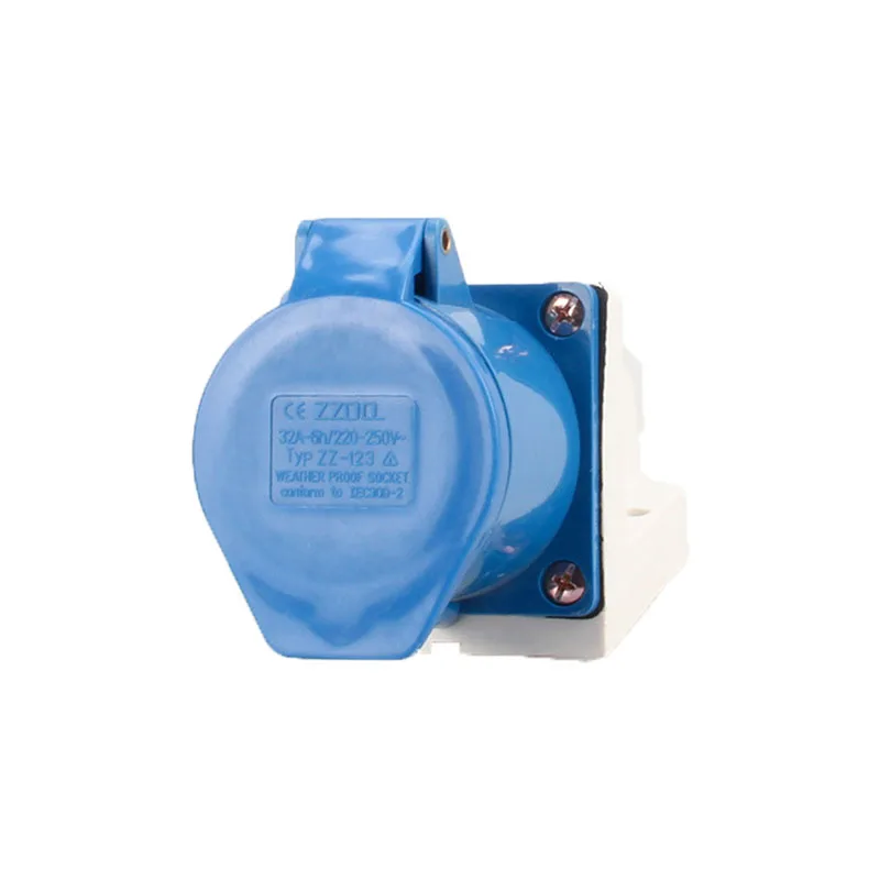 Open mounted socket ZZ123 32A 220V IP44 Three hole power industrial plug and socket 32a