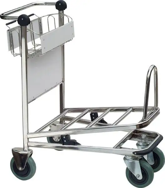 Hand Push Transport Luggage Trolley Hotel Alloy Cart Hand Brake Baggage Cart