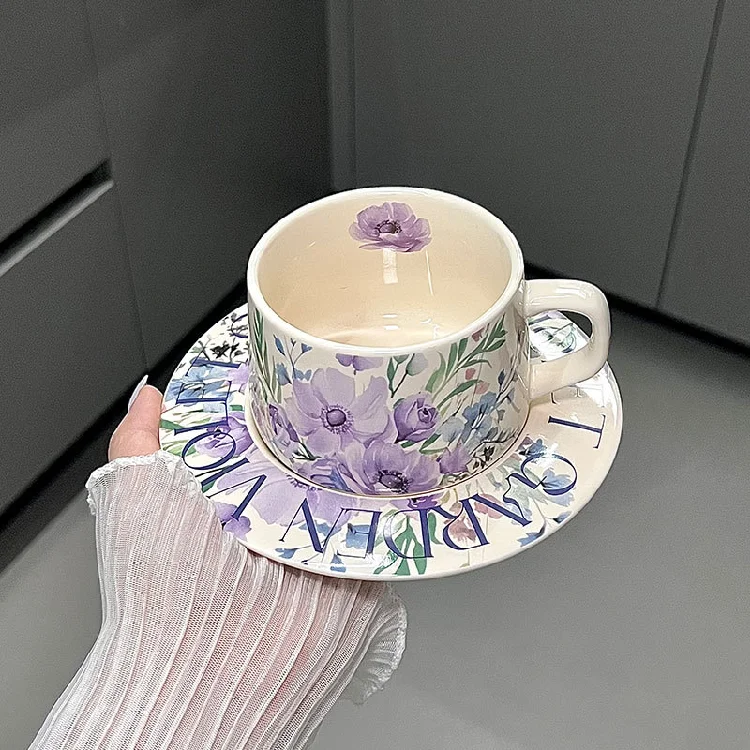 Vintage Floral Pattern Ceramic Cup with Underglaze Color IN Stock INs Style Design Tea Cup for Exquisite Afternoon Tea Set