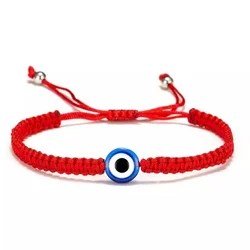 Low MOQ Round Beads Blue Eyes Evil Eyes Red Rope Bule Black Hand-woven Adjustable Bracelet Wholesale Bead Bracelet