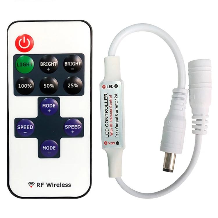 Лидер продаж 5 В 12 24 беспроводная кнопка 6 А 1 дюйм для одноцветной световой полосы RF 433 м светодиодный регулятор диммера с 11 клавишами