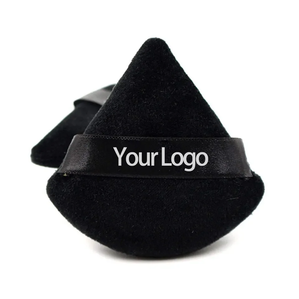 private label cosmetic puff Cotton Velvet dry use makeup loose powder puff sponge Triangle powder puff