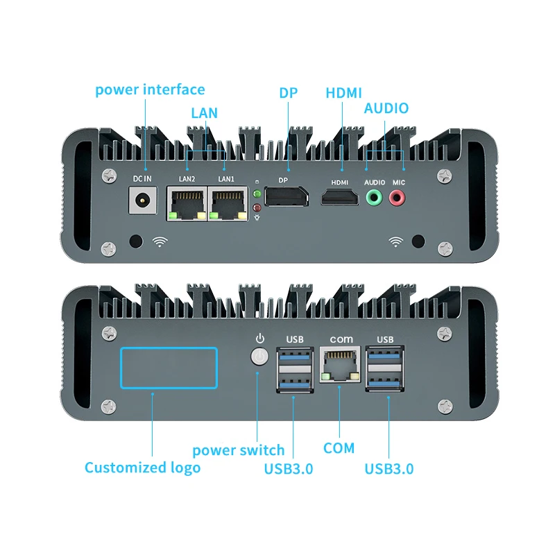 BKHD Core I7-8550U Barebone Dual NIC 4*USB Fanless 4G Customize Desktop Office Linux Win10 Mini Router PC