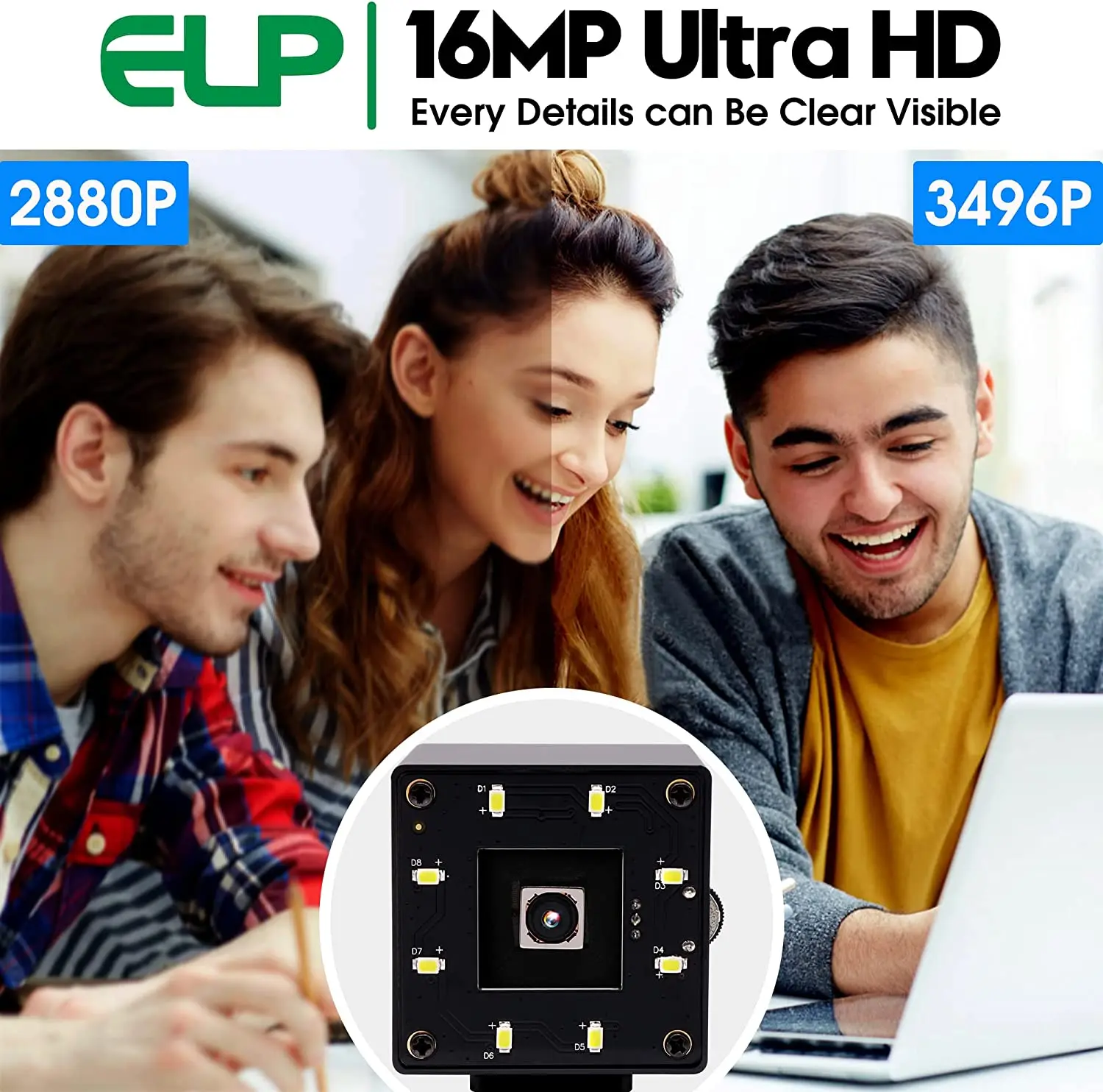 ELP 16mp Auto focus USB Webcam with Metal Case Day & Night Vision AF USB Camera IMX298 4K Mini PC Camera UVC USB2.0 For Scan
