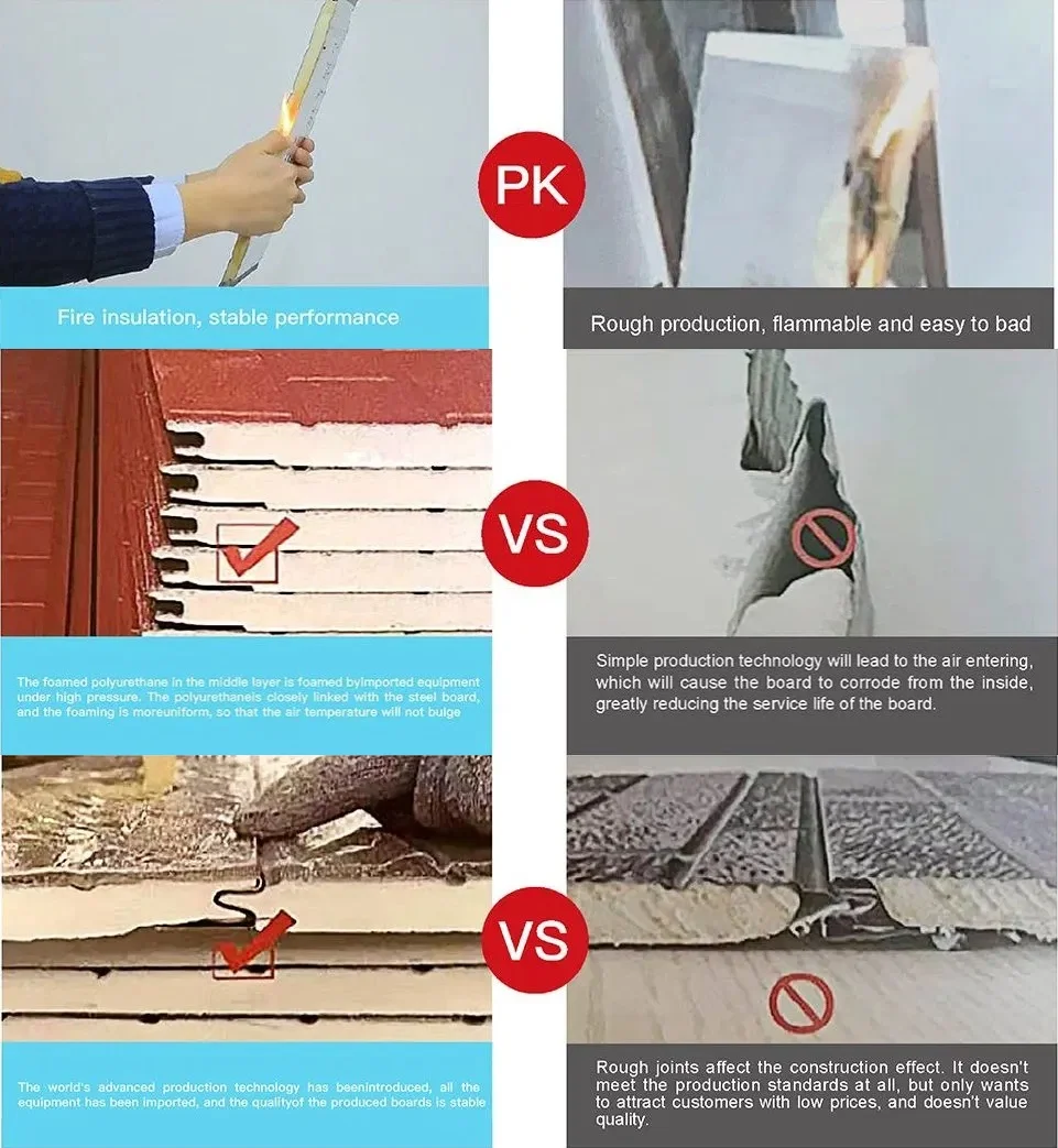 Sound insulation pu polyurethane sandwich panel Insulated Roof Sandwich Panel Home Exterior Wall Panel with Cheap price