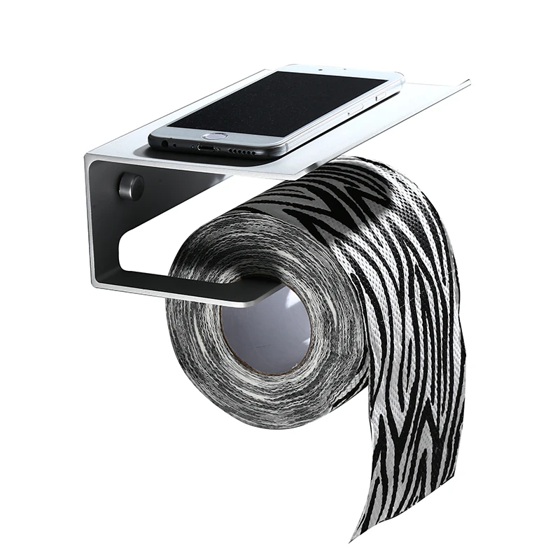 Matte Black Toilet Paper Holder with Shelf Toilet Paper Roll Holder with Shelf Wall Mounted by Self Adhesive Tape or Screws