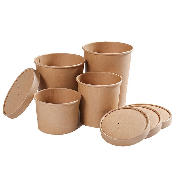 Экологически чистый биоразлагаемый контейнер для еды, одноразовый контейнер для еды из крафт-бумаги
