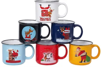 Custom Printing Logo Classic 15oz Vintage Speckled Camping Cup Ceramic Campfire Coffee Mugs