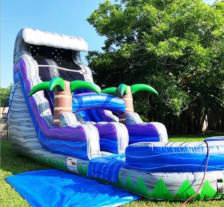 inflatable bouncer house PVC material obstacle waterslide pool combo castle outdoor