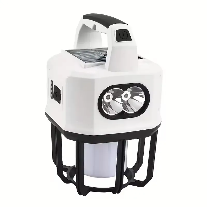 Portable 1200AH LED Camping Lantern Black ABS Body 4-Mode Emergency Warning Dimmable Waterproof 2*18650 Battery Outdoor Campers