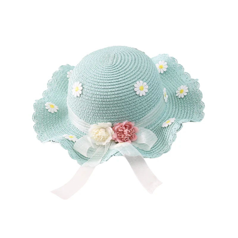 Straw Cap Summer Hat and Bag Set with Big Bow Dot Design Beach Paper Children Unisex Image Sombrero straw hats for children