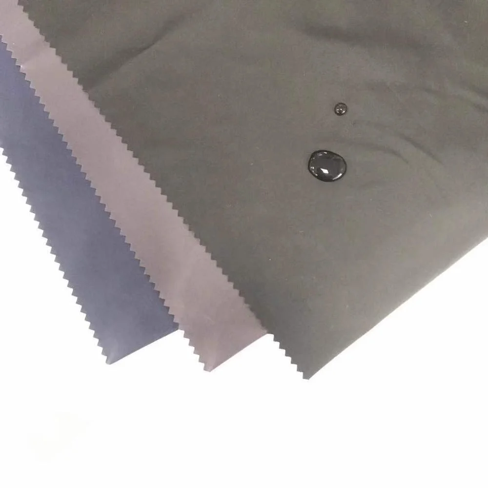 
210T PU Coating Nylon Taffeta Fabric WR WP 1500mm For Garment Down Coat Waterproof Fabric 
