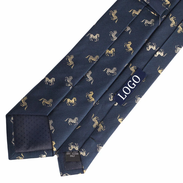 Wholesale OEM/ODM Custom Logo Cheap Necktie Low MOQ High Quality Horse Pattern Classic Business Neck Ties For Men