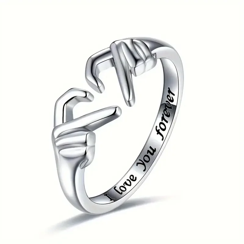 Hot Romantic Two-Handed Heart-to-Heart Alloy Ring 18K Plating Forever Love Hug Hand Couple Weddings