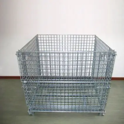 1200X1000 Collapsible European South America Storage Mesh Stackable Wire Cargo Metal Foldable Pallet Cages For Sale