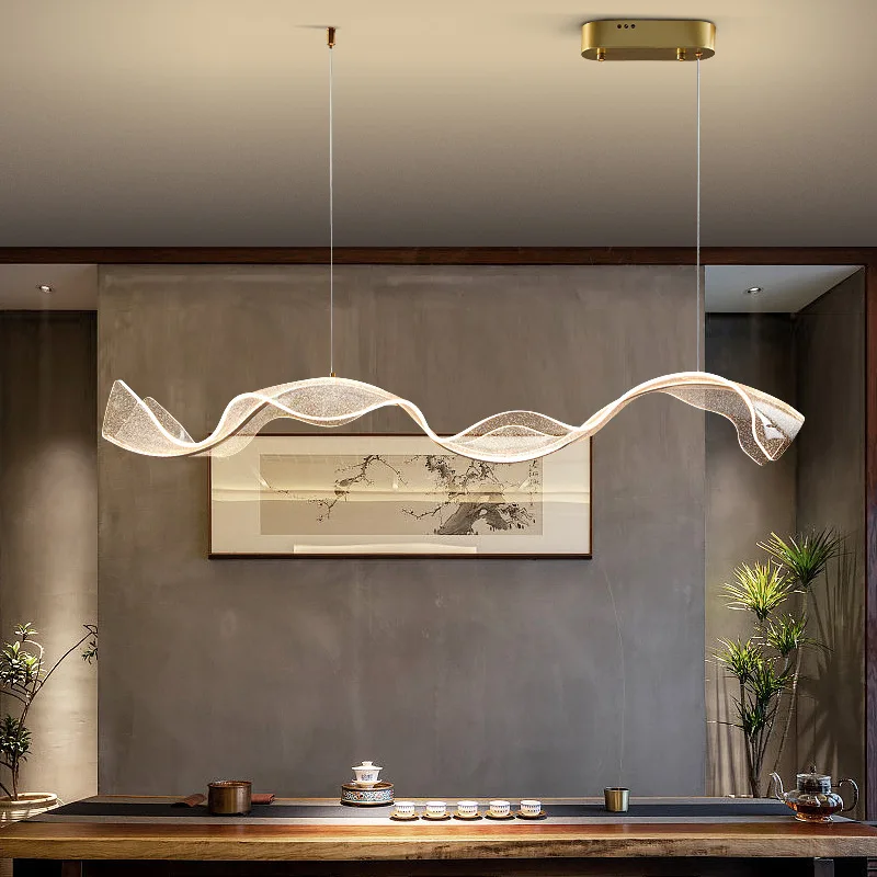 Hotel Cashier Restaurant Pendant Light Gold Stainless Steel Clear Acrylic Kitchen Dining Room Lights Chandeliers