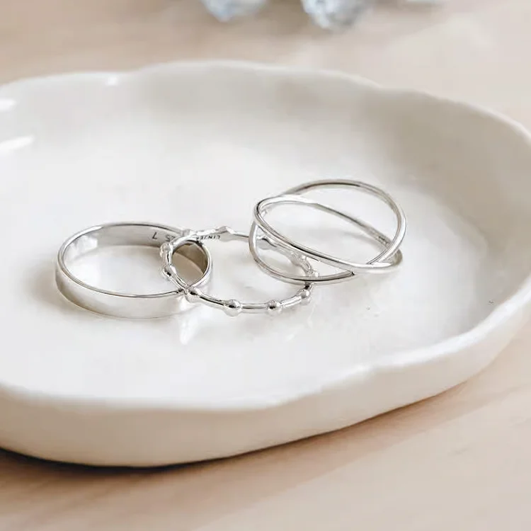 Sterling silver casual simple ring for girl women silver finger original 925 s crisscross ring