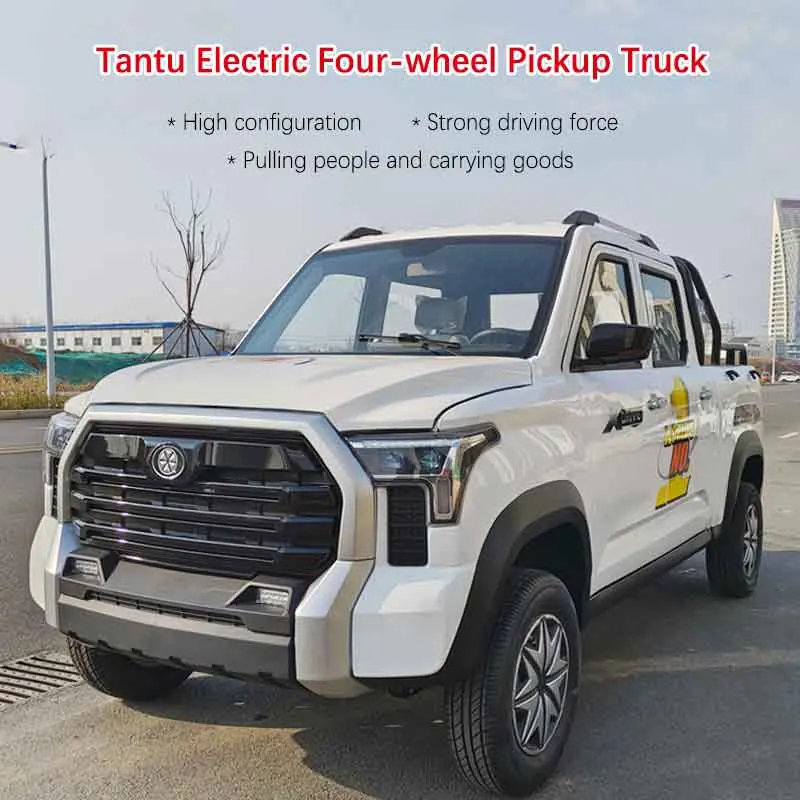 new double row electric mini pickup truck closed cargo box 4x4 mini pickup 4-wheel household ev truck electric car