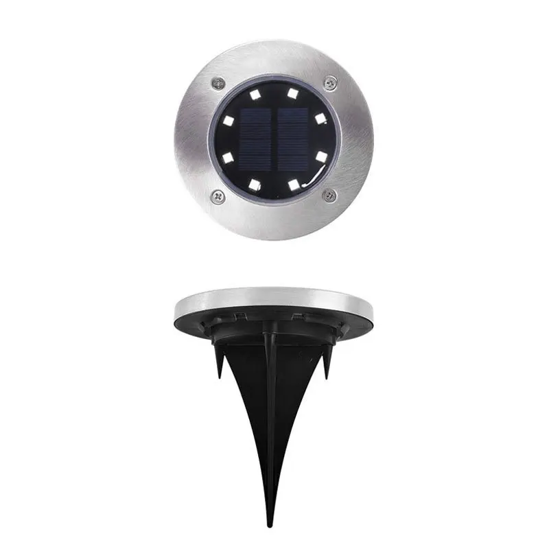 Подземная лампа из нержавеющей стали на солнечной батарее, светодиодный садовый фонарь для газона, водонепроницаемый для улицы
