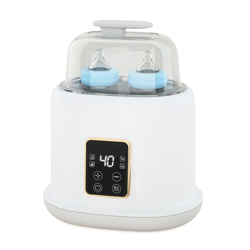 Multi-functional Intelligent Thermostatic Double-bottle Baby Milk Warmer and Bottle Sterilizer Print Pattern Heat White