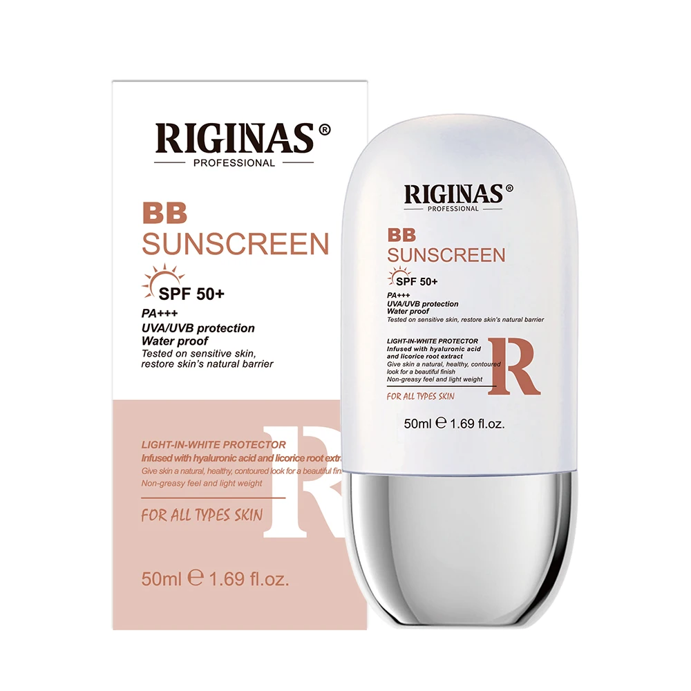 Riginas Private label BB Cream Sunscreen with Color Whitening Cream with Sunscreen Protection