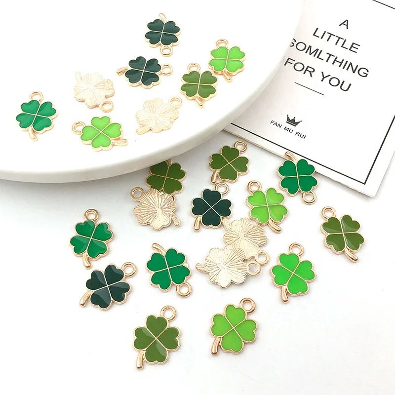 Fashion Suyao Lucky Green Shamrock Charm Pendants Assorted Four Leaf DIY Enamel Pendants for Jewelry Making Accessories Charms