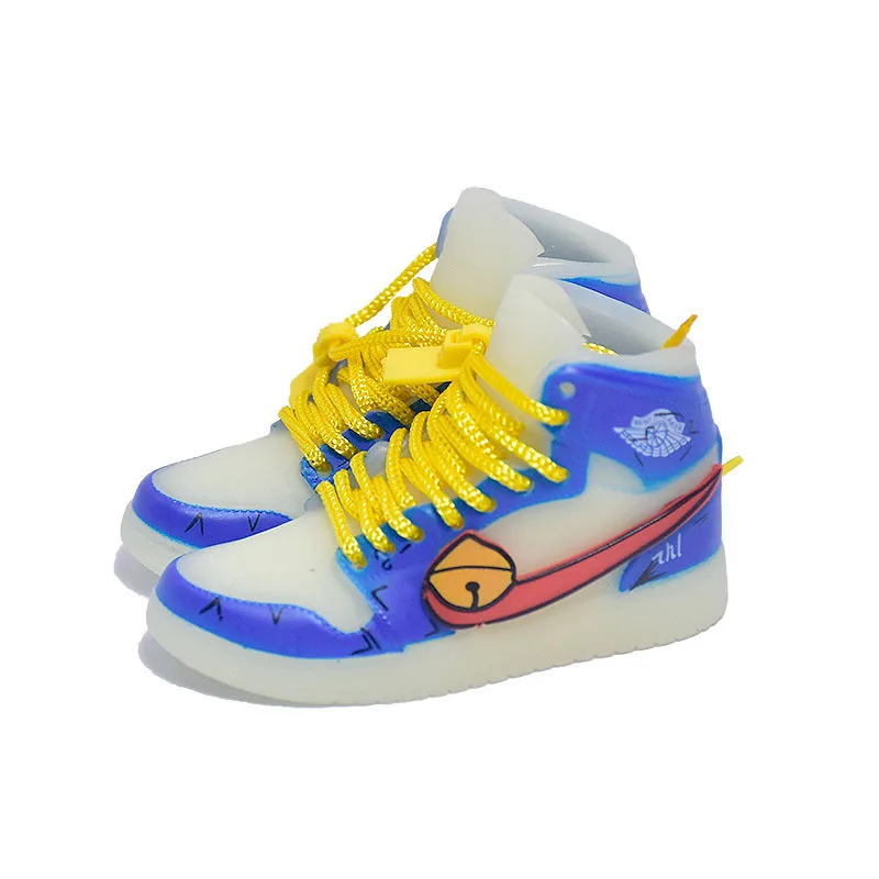 2023 3D pvc mini shoe High quality AJ1 sneaker keychain with box metal accessories can customized Luminous style shoe keychain