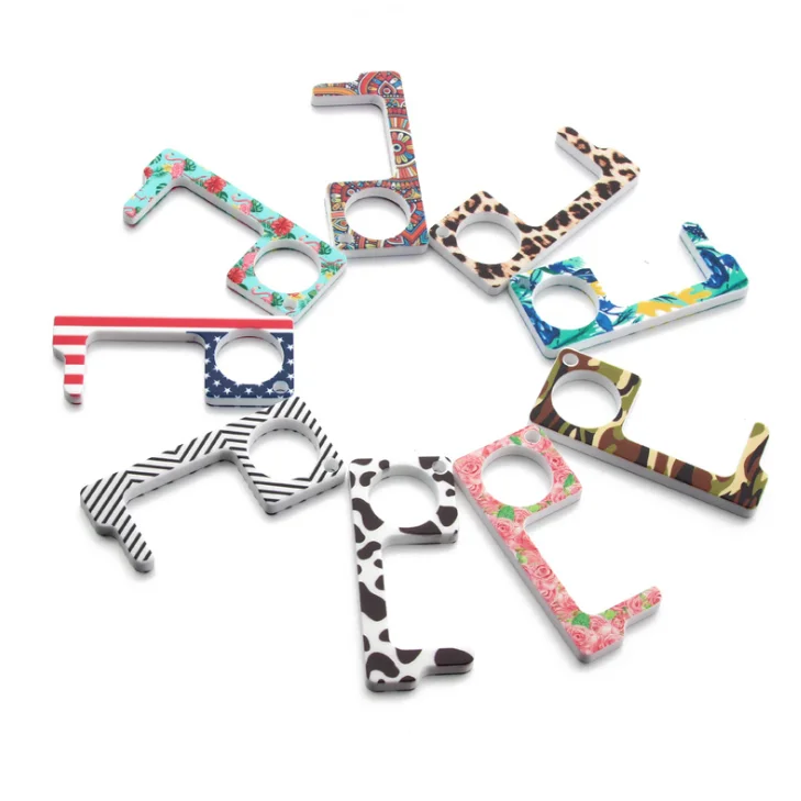 Safety Clean No Touch Door Opener Tool Handheld Plastic Keychain Tool Non-Contact Key Tool