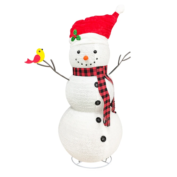 China Goods Wholesale Lighted Christmas Outdoor Snowman with LED Lights Built in for holiday Christmas Yard Plush snowman
