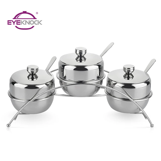 Stainless steel kitchen tin canister sugar bowl set canister set