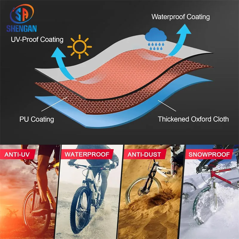 Outdoor Travel Waterproof Dust Wind UV Proof Heavy Duty 600D Bicycle Rack Covers for 2 Bikes on Car Hitch Travel Storage