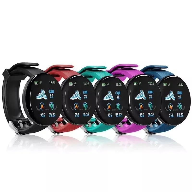 Cheap D18 Women waterproof Sports Bracelet Fitness Tracker Heart Rate Monitor Watches Smart Wristband Man Smart watch for apple