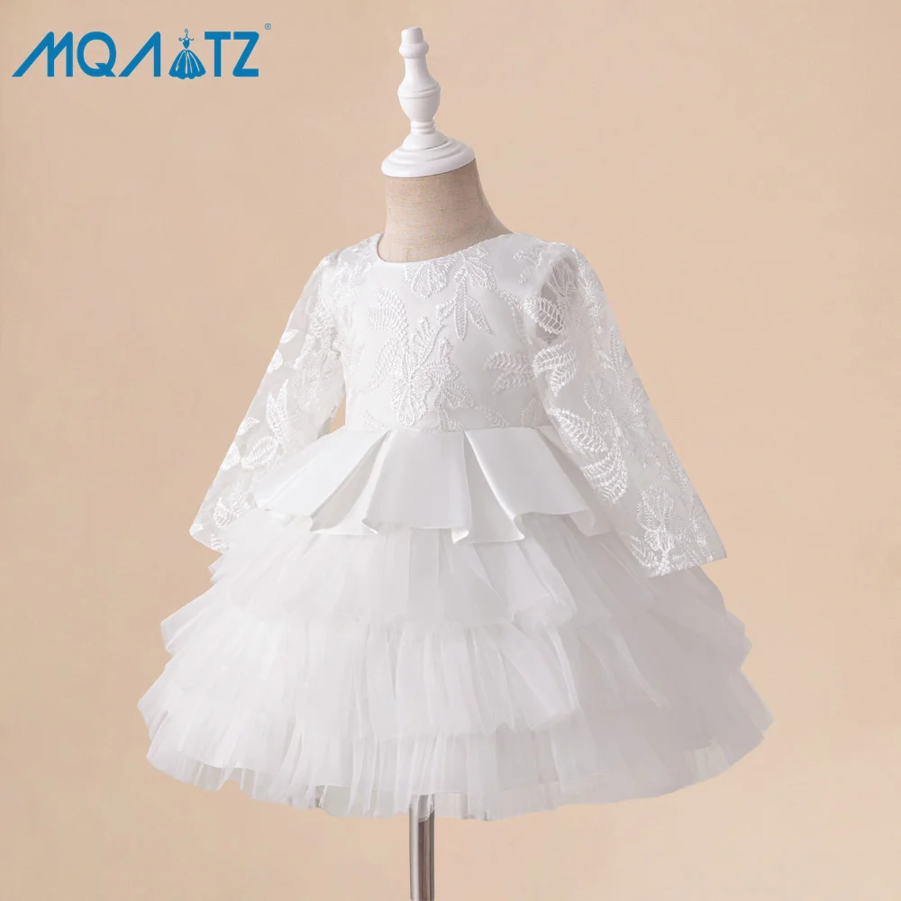 MQQATZ Latest Kids Girls Birthday Party Wear Ball Gown 1 Year Toddler Baby Beaded Dress