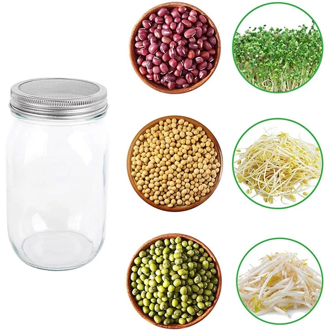 Choice 32 oz. Quart Wide Mouth Embossed Glass Canning / Mason Jar with Silver Metal Lid and Band