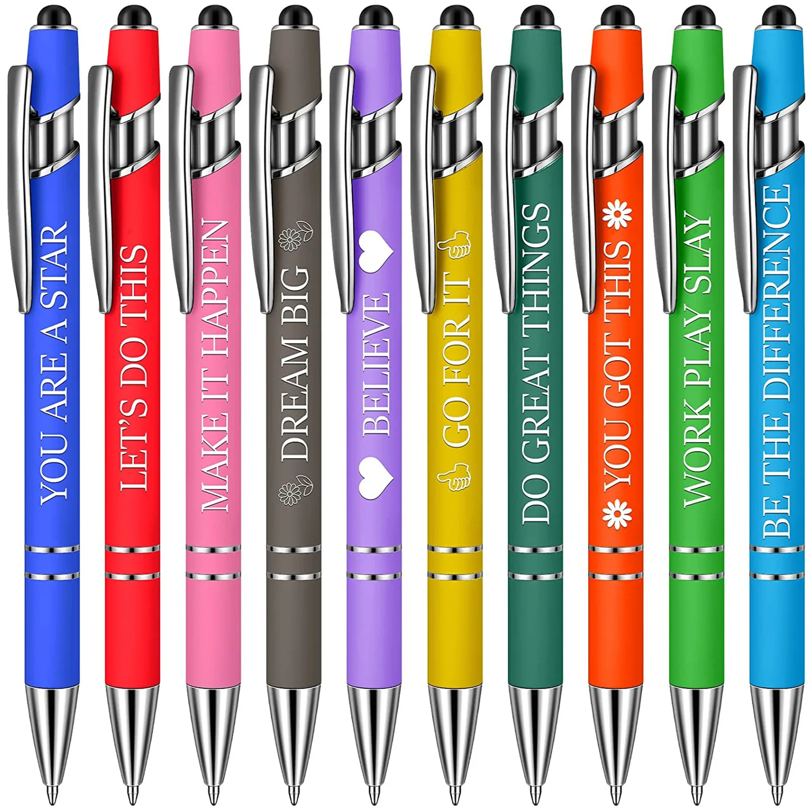 Funny Pens High Quality Pen Set 10 Capacitor Metal Press Ballpoint Pen Set