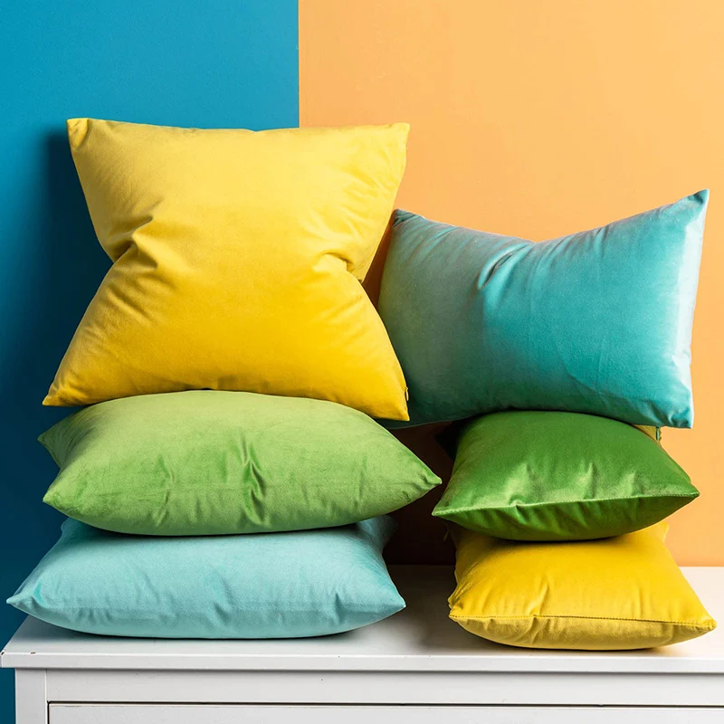 Wholesale Velvet Cushion Cover Brown Decorative Velvet Throw Pillow Covers 18 x 18 Soft Solid for Sofa Bedroom Car 20x20