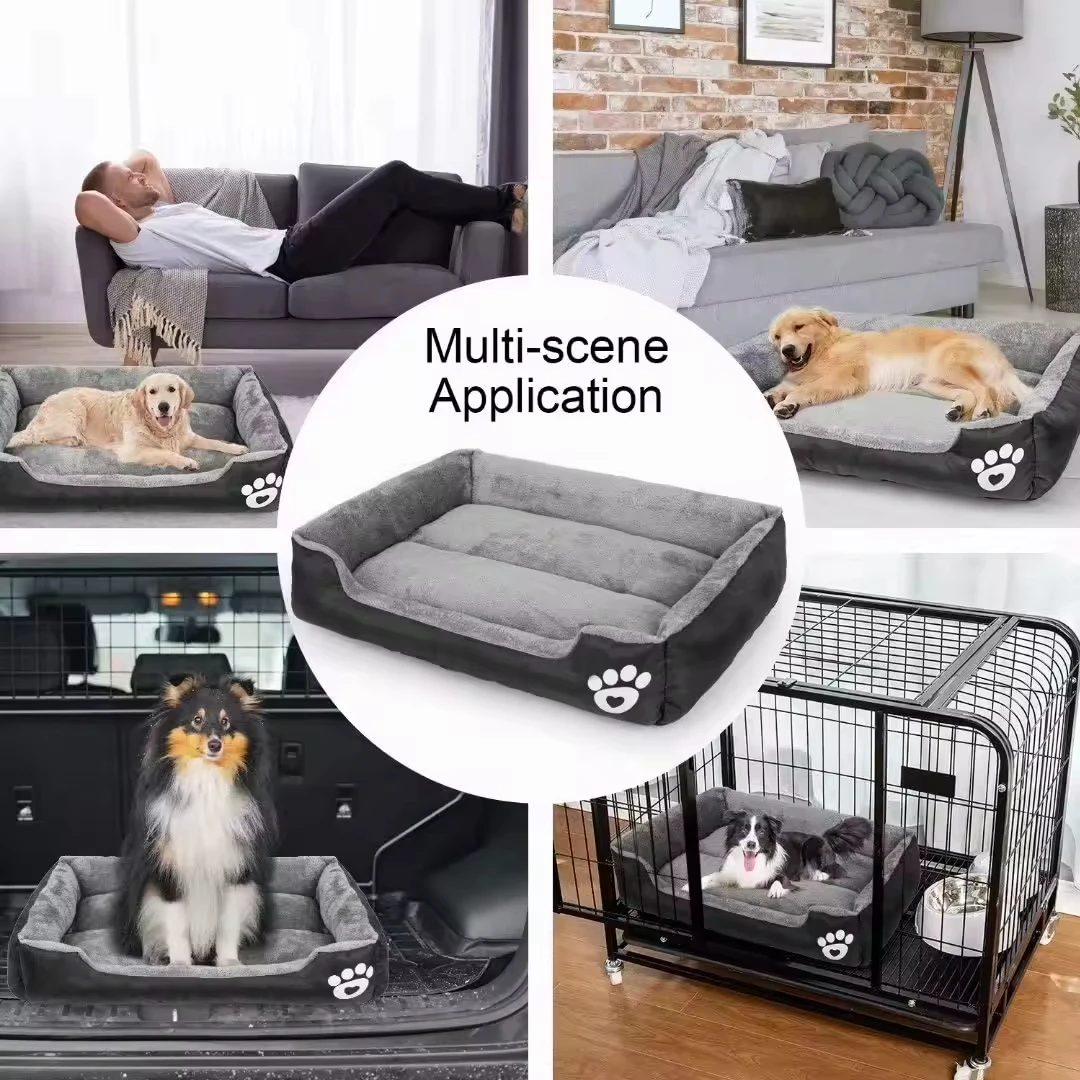Factory wholesale Custom Luxury Pet Bed Soft Dog Nest Large Rectangle Dual Use Double Sided Breathable Pet Dog Cat Sofa Bed